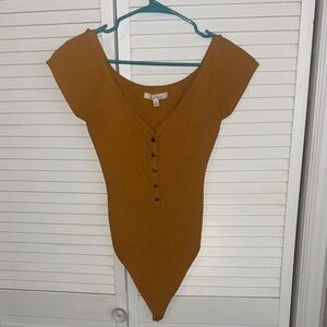 Forever 21 Button-Front Bodysuit in Rust